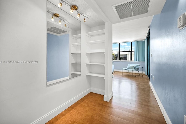 walk in closet with wood-type flooring