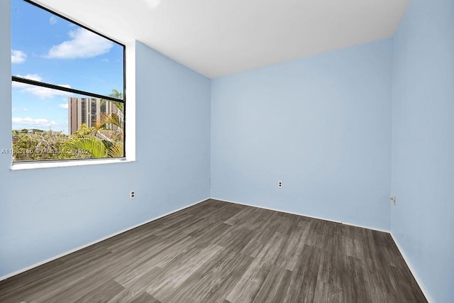 empty room featuring dark hardwood / wood-style flooring