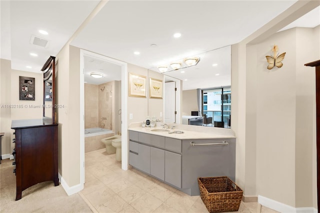 5757 Collins Ave Unit 801, Miami Beach, FL 33140 - full bath with toilet, vanity, recessed lighting, and baseboards