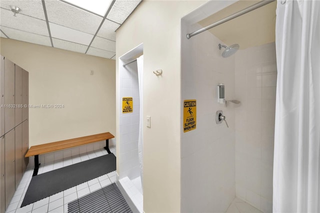 5757 Collins Ave Unit 801, Miami Beach, FL 33140 - full bath with tiled shower and tile patterned floors
