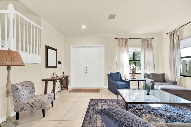 view of tiled living room