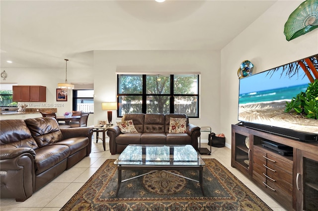 view of tiled living room