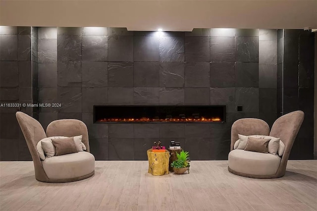 living area featuring hardwood / wood-style flooring