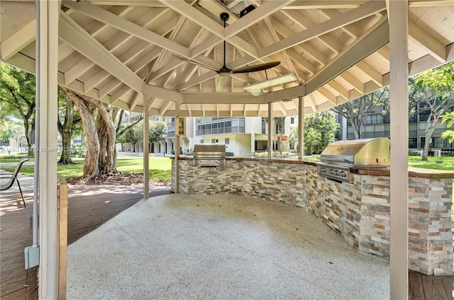 view of patio / terrace with a gazebo, area for grilling, and grilling area