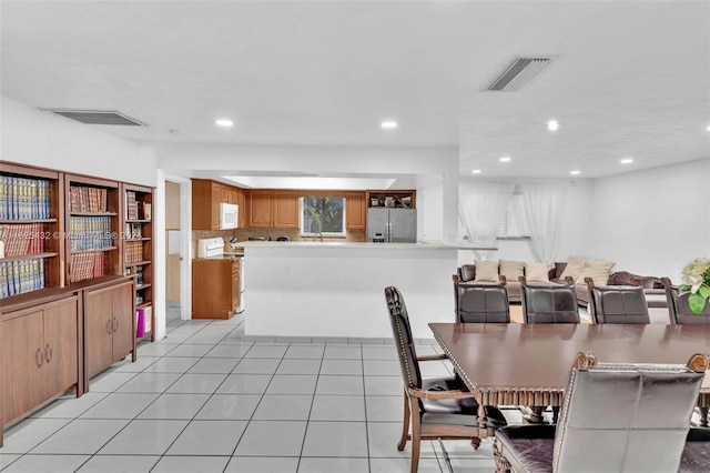 view of tiled dining space