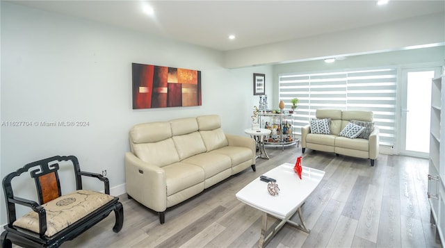 living room with hardwood / wood-style flooring