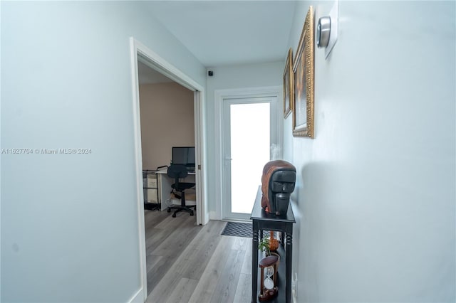 hall featuring light hardwood / wood-style flooring