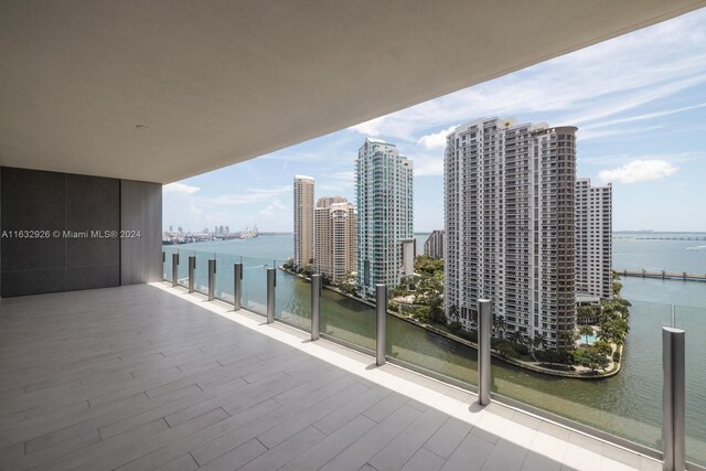 balcony with a water view