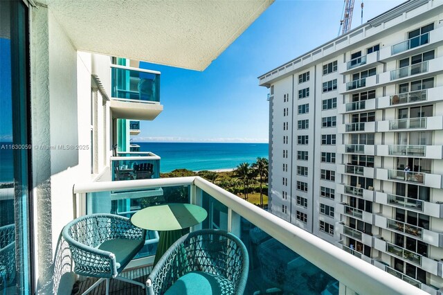 balcony with a water view