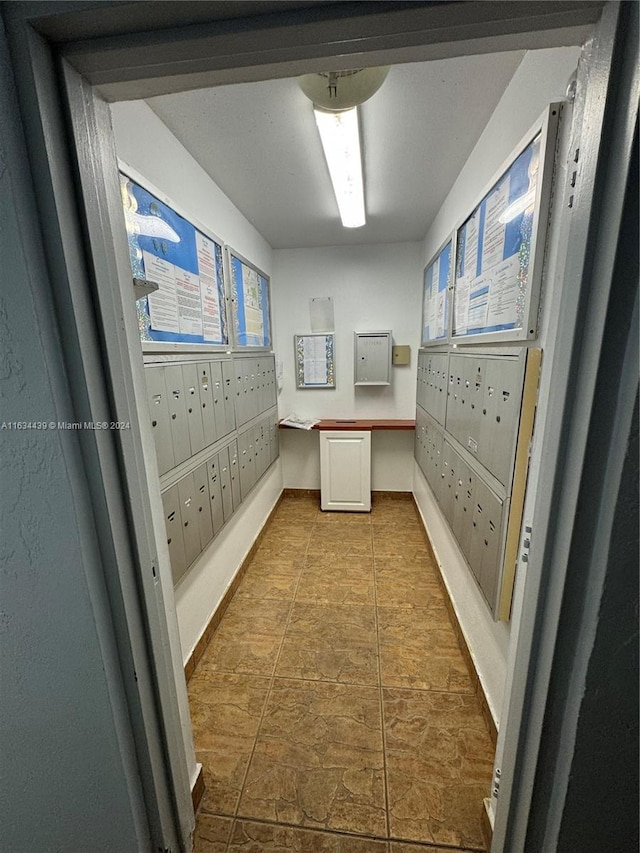 interior space with mail boxes