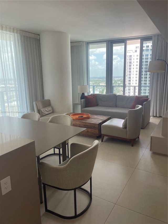 view of tiled living room