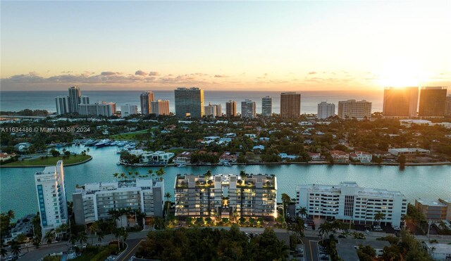 property's view of city featuring a water view