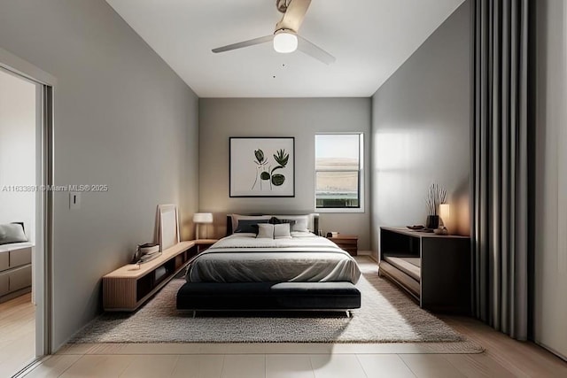 bedroom featuring ceiling fan