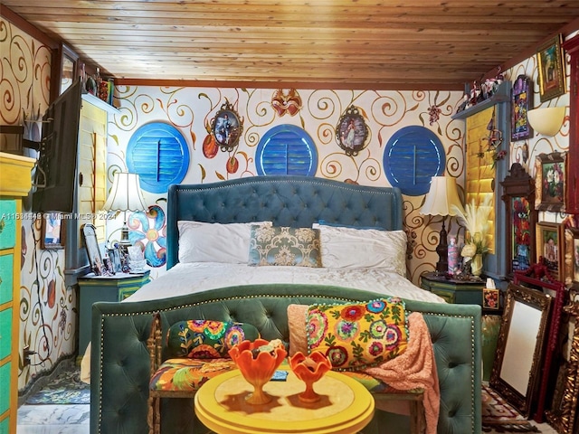 bedroom featuring wood ceiling