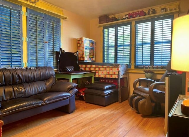 living room with wood-type flooring