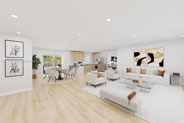 living room with light wood-type flooring