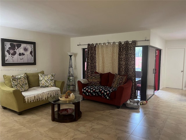 view of tiled living room