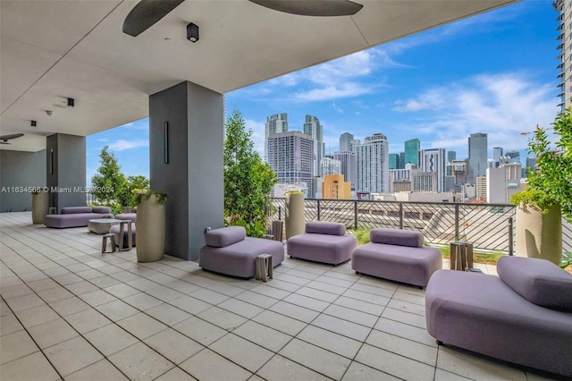 view of patio / terrace featuring ceiling fan