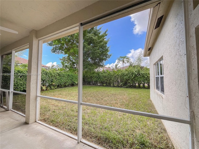 view of unfurnished sunroom