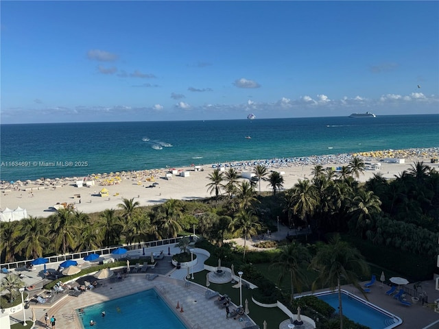 water view with a view of the beach