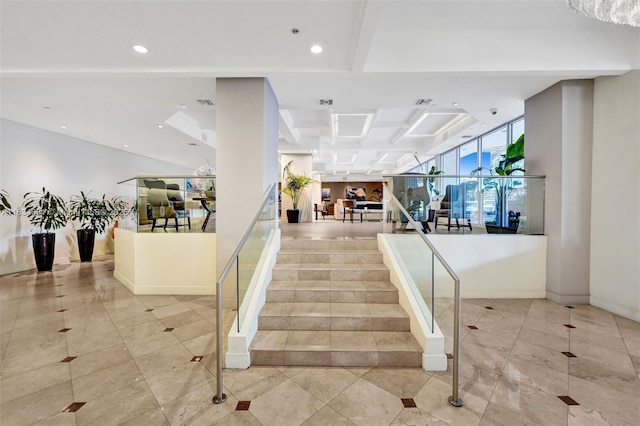 stairway featuring tile patterned floors