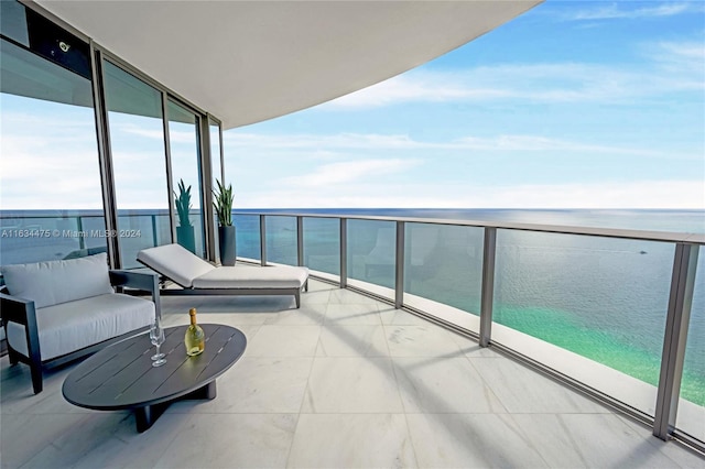 balcony with a water view