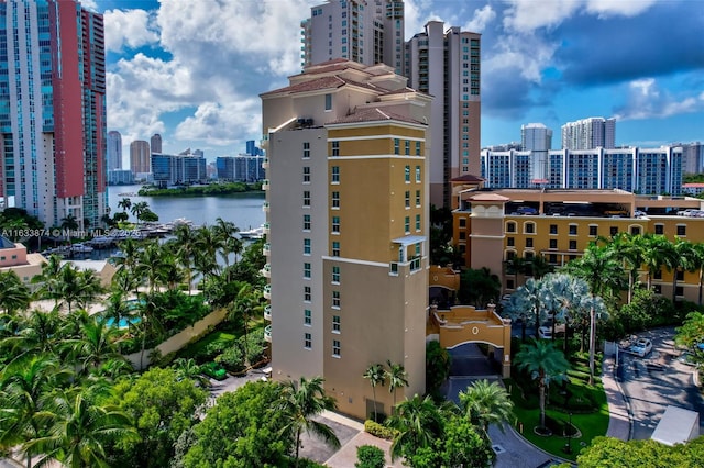 property's view of city with a water view