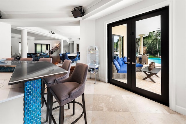 dining room featuring french doors