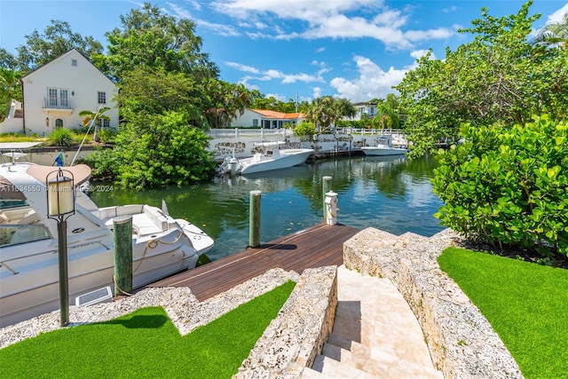 dock area with a water view