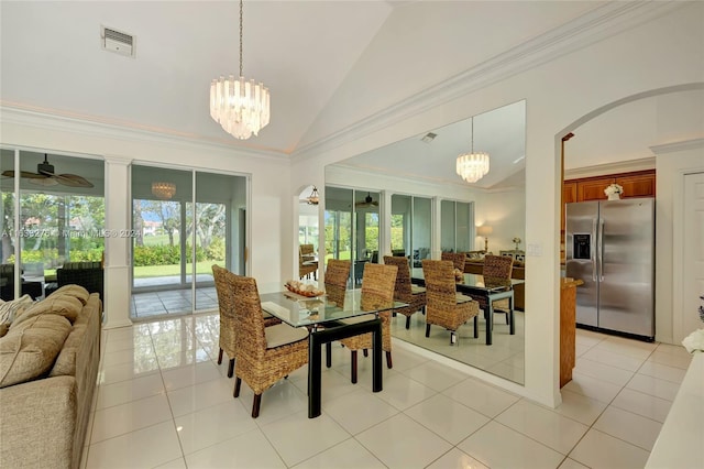 dining room with a healthy amount of sunlight and light tile patterned floors