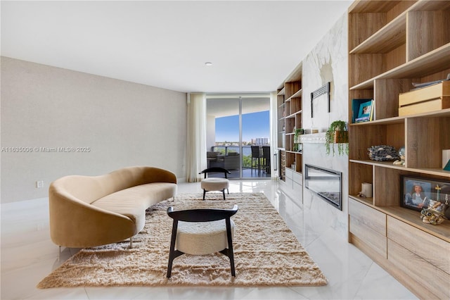 living room featuring expansive windows