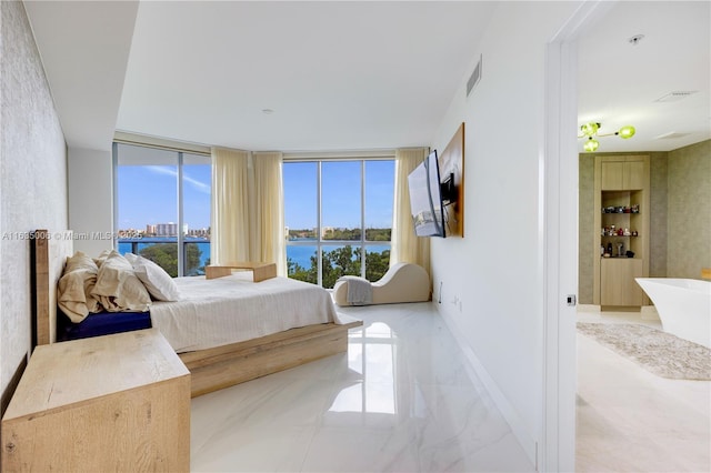 17111 Biscayne Blvd Unit 304, North Miami Beach, FL 33160 - bedroom featuring multiple windows and marble tiled floors