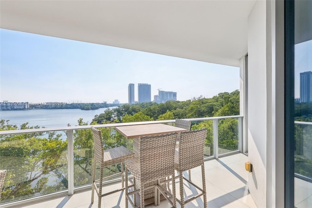 balcony with a water view