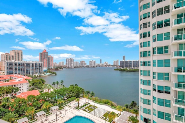 property view of water featuring a view of city