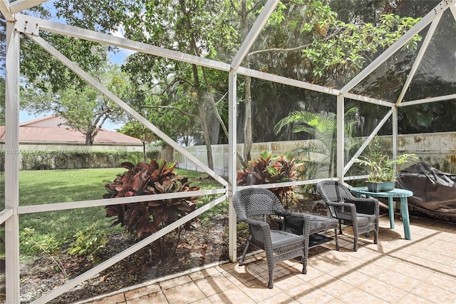 view of unfurnished sunroom