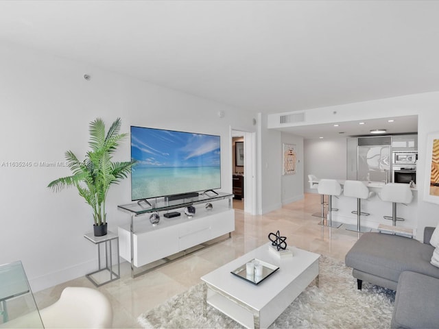 view of tiled living room