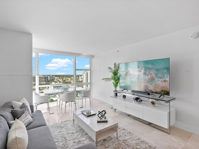 view of tiled living room