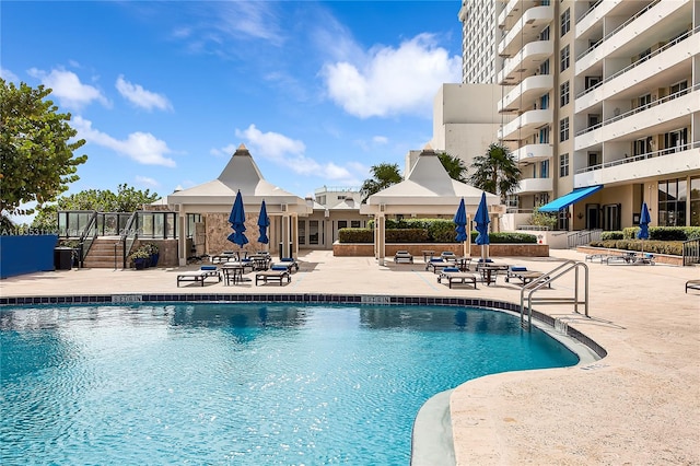 view of pool featuring a patio