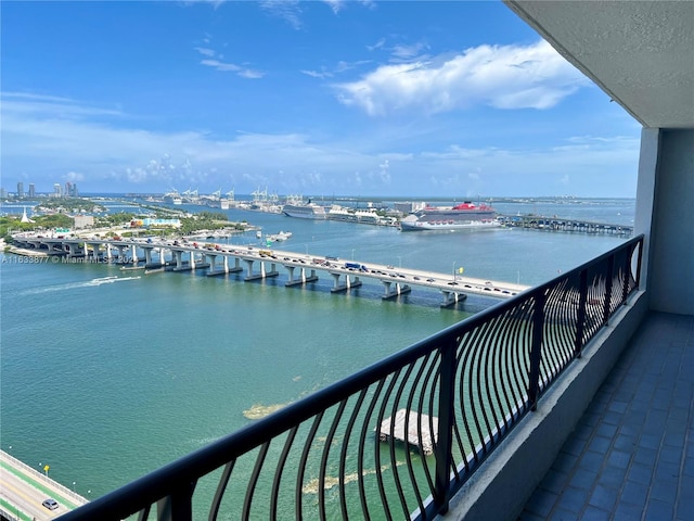 balcony with a water view