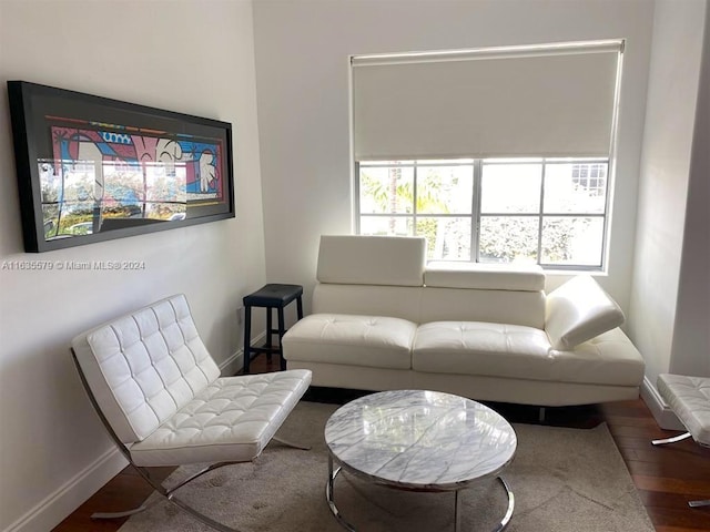 living area featuring hardwood / wood-style flooring