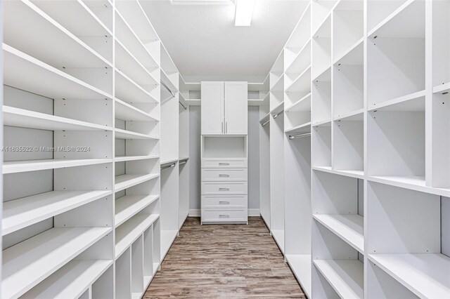 walk in closet featuring light hardwood / wood-style floors