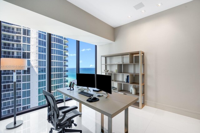 17141 Collins Ave Unit 2501, Sunny Isles Beach, FL 33160 - office area featuring expansive windows and tile patterned flooring