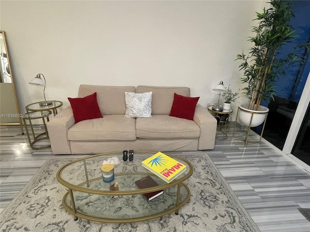 living room with light wood-type flooring