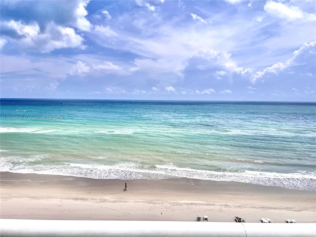 view of water feature with a view of the beach