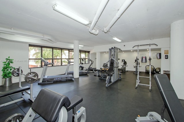 exercise room with plenty of natural light