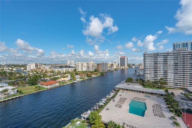 property view of water featuring a view of city