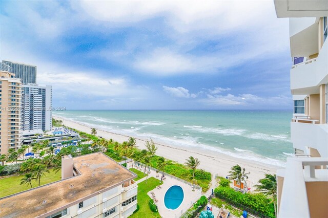 property view of water with a beach view