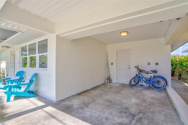 exterior space with stucco siding