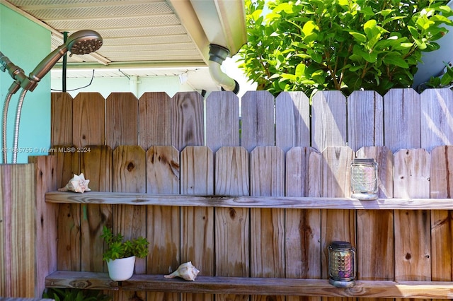 exterior details with walk in shower