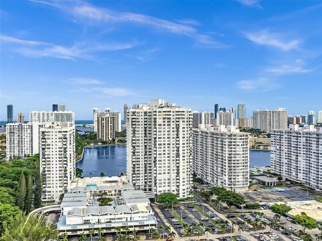 bird's eye view with a view of city and a water view